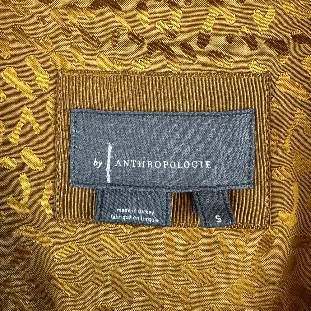 Anthropologie Yellow Gold Metallic Leopard Long Sleeve Mini Dress Size Small - Picture 4 of 15
